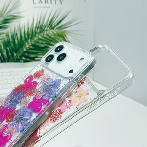 Custodia Morbida Antiurto in Resina Epossidica con Glitter Trasparente e Lamina Dorata a Fiori per <span class=keywords><strong>iPhone</strong></span> 17 Air 16 15 Pro Max - Product Image 5