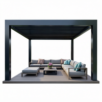 Pergola en aluminium à commande automatique avec éclairage LED pour terrasse, balcon, jardin, patio et cour arrière, structure d'ombrage extérieure