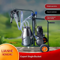 LIANHENONGMU Máquina de Ordeño Portátil de un Solo Barril para Ganado, Ovejas y Camellos, 220V 0.55HP