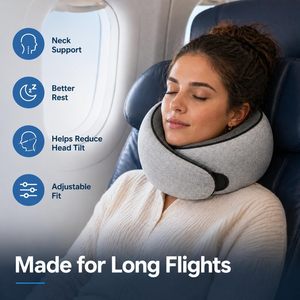 Oreiller de voyage personnalisé pour le cou, avec impression sur mesure, soutien cervical, pour avion, en mousse à mémoire de forme réglable - Product Image 2