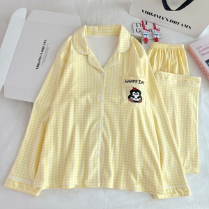 Ensembles de vêtements de nuit <span class=keywords><strong>2020</strong></span> #   Pyjama pour femmes en <span class=keywords><strong>velours</strong></span> double face à manches longues, cardigan, col châle, costume chaud de dessin animé - Product Image 4