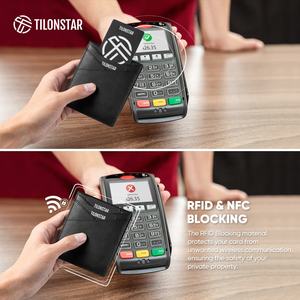 TILONSTAR TVW101-a Tarjetero Corto Personalizable con Logotipo, Bicolor, Billetera de Cuero Bifold con Protección RFID para Identificación - Product Image 4