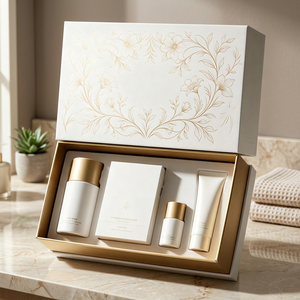 Luxury Recyclable Cosmetic Gift Set <b>Box</b> Gold Foil Floral Design Magnetic Closure Custom Logo-Rigid Packaging for High-End - Product Image 1