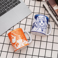 Vente en gros de tasses à café en céramique personnalisées avec impression d'anime et de dessins animés, sublimation, porcelaine, 300-400 ml, compatibles lave-vaisselle et micro-ondes