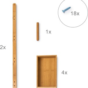 Estante de bambú moderno de cuatro niveles, estantería de almacenamiento para baño y ducha fácil de instalar con 4 cestas. - Product Image 3