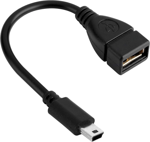 OTG USB a  Female to Mini USB B 5 Pin Male a  Data Cable, Type-T Male to USB Female for Car Audio/Navigation
