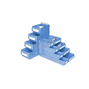 Blu scatola di immagazzinaggio impilabile in plastica con acciaio corrimano