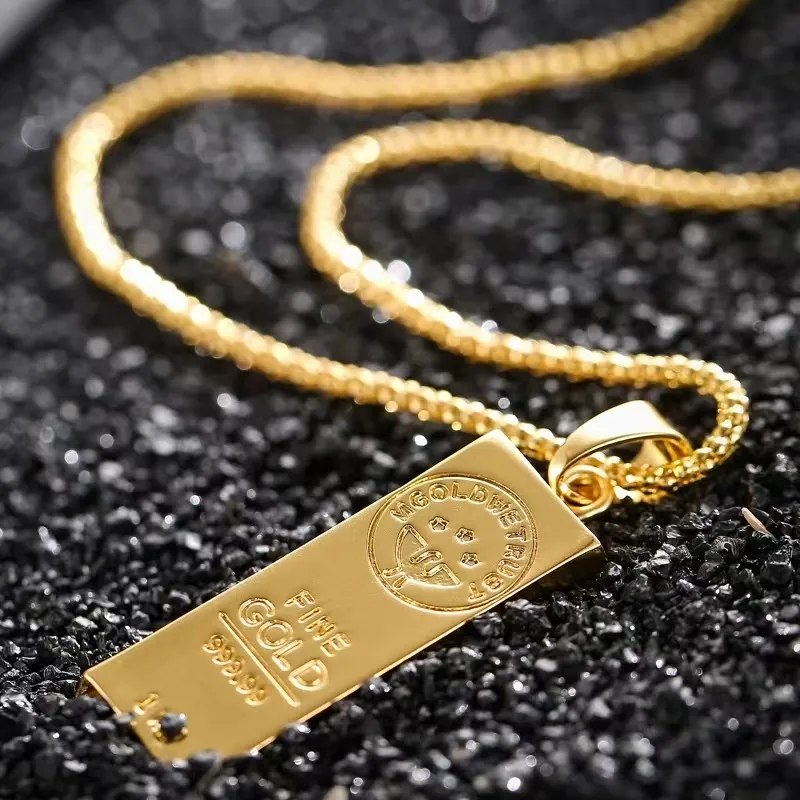 MGOLD kami percaya penjualan terlaris Australia kalung liontin bar emas Aksesori trendi hip-hop