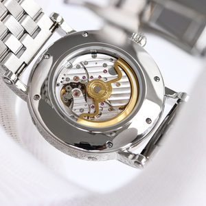 Montre mécanique de luxe à plusieurs cadrans, affichage complet de la date et des phases lunaires, lunette à motif gravé, index sertis de diamants - Product Image 5