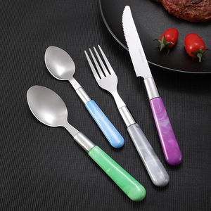 Hot bán 24pcs cutley Bạc Bộ Quà Tặng sứ xử lý thép không gỉ dao dĩa muỗng trà với lưu trữ giá Flatware Set - Product Image 2