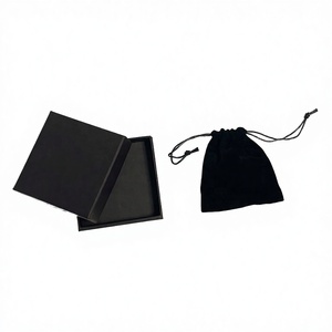 Boîte à bijoux de luxe noire avec sac et pochette, boîte à bijoux en velours, boîte de rangement pour bijoux en carton, boîte à bijoux légère, emballage pour bijoux - Product Image 4