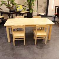 Table d'activités rectangulaire en bois de caoutchouc pour enfants de maternelle