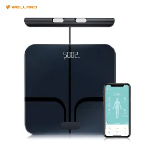 ميزان وزن الجسم الذكي الرقمي زجاجي رقمي مؤشر كتلة الجسم لقياس آلي Welland 8 حساسات