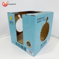 Ecologische, biologisch afbreekbare, op maat gemaakte dozen met vlak ontwerp en hard gegolfd karton voor fruit (durian) cadeauverpakkingen, voedselveilig.
