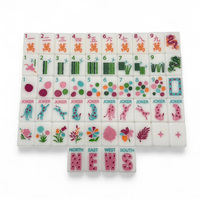 Mahjong Akrilik Putih Motif Bunga Botani Lucu 160 Ubin Kustom Warna-warni Gecko Joker Naga Bambu Dot