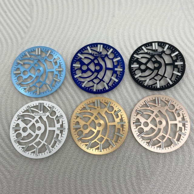 Watch Modification Accessory 28.5MM Copper Alloy Skeleton Dial with Green Luminous Customized & Unmarked Fits NH70 Movement