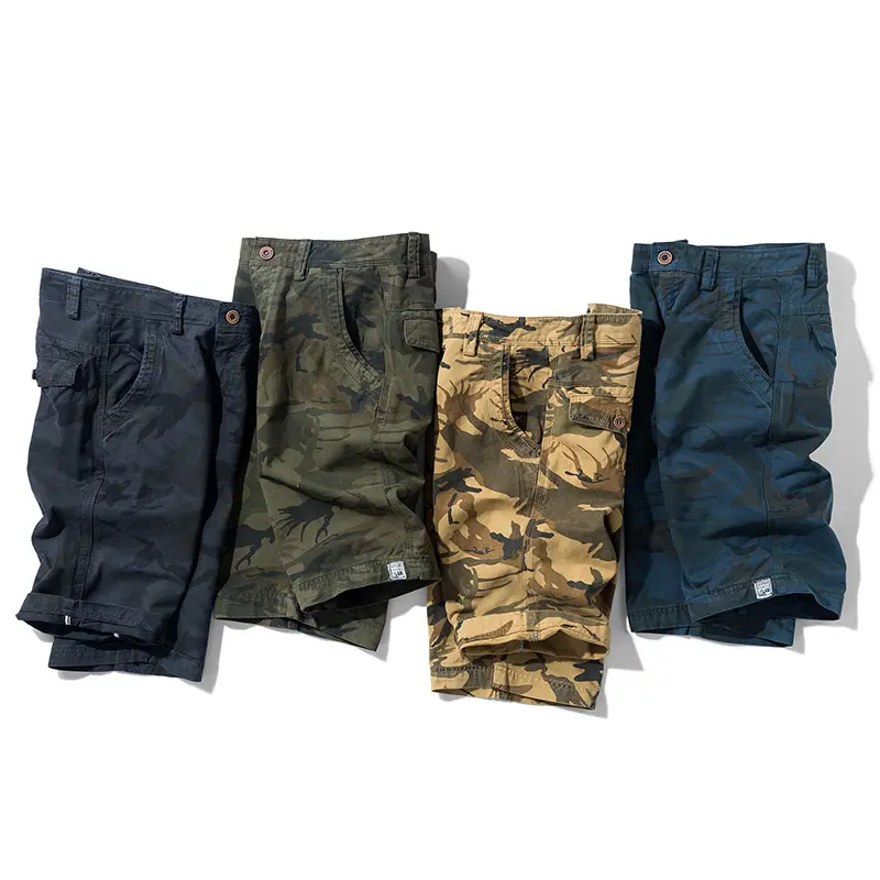 Army Green Style Mens Waterproof Tactical Short Pants Male Cool Camouflage Cargo Shorts Men'stactical Shorts 100% Cotton Fabric