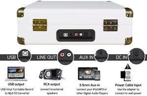 Disque vinyle enregistreur hifi platine tourne-disque avec valise de mode Haut-Parleur Intégré/<span class=keywords><strong>Entrée</strong></span> Aux/<span class=keywords><strong>RCA</strong></span> USB Jouer - Product Image 6