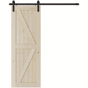 RheTech 30x84 pulgadas K-Frame DIY Puerta corrediza de madera de granero con paneles de madera de pino maciza sin terminar - Product Image 2