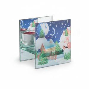 Portacandele Natalizio 90 X 90 Mm in Vetro con Design Scenografico Festivo - Product Image 2