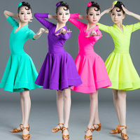 Robe longue à manches longues pour filles, tenue de danse professionnelle pour Tango, Salsa, Rumba, Samba, Costume de scène, Costume de danse de salon