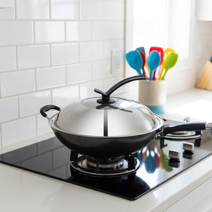 Couvercle universel pour poêle et wok, usage domestique, 30-60 cm, acier inoxydable 201/410, pour poêle à frire à fond plat - Product Image 2