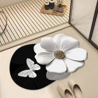 Keset Kamar Mandi PVC Modern Anti-Selip Cepat Kering Mudah Dibersihkan Tebal 3.5mm Motif Bunga Pasokan Pabrik Keset Pintu