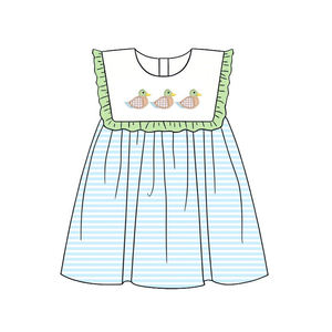 GSSO3430 Conjunto de Ropa para Niña Pequeña con Bordado de Rayas Rosas, Venta al por Mayor, Manga Corta - Product Image 4