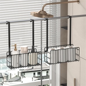 Double Tier Modern <b>Wall</b>-Mounted Stainless Steel Waterproof Bathroom Shower Rack with <b>Hanging</b> Basket for Towel <b>Storage</b> - Product Image 5