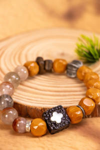 Bracelets en perles de cristal jaune naturel, charme en pierre précieuse, couleur fantôme olive argentée classique pour un cadeau d'anniversaire ou de fiançailles - Product Image 4