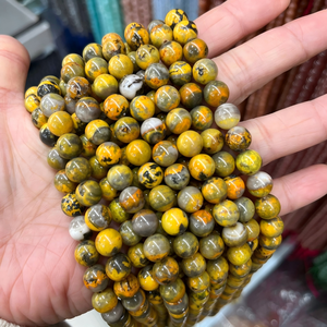 Cuentas Redondas de Jaspe Abeja Natural de Grado AAA, Cuentas Sueltas de Piedras Preciosas para Hacer Pulseras, Collares y Joyería. Color: # 27 - Product Image 5