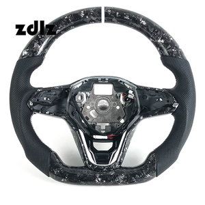 Volant personnalisé en cuir perforé noir, fibre de carbone forgée argentée pour Volkswagen <span class=keywords><strong>Golf</strong></span> 8 Mk8 Mk7.5 GTI <span class=keywords><strong>GTR</strong></span> - Product Image 1