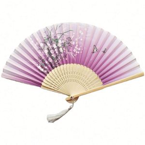 Abanicos de Bambú Satinados Estilo Japonés, Decoración Art Deco para el Hogar, Abanicos Ecológicos Pintados a Mano, Bolsa de Regalo para Bodas y Fiestas - Product Image 2
