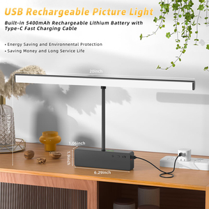 Lámpara de Pared para Cuadros, Recargable, Inalámbrica, con Control Remoto, 20 Pulgadas, LED Magnética Regulable, para Galería, Sala de Estar - Product Image 3