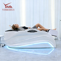 Table de lavage électrique en fibre de verre blanche pour salon de beauté avec fonction de circulation d'eau intégrée