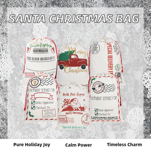 Santa Sacks Classic Fashionable <b>Large</b> Christmas Canvas Cotton Drawstring <b>Bags</b> Bulk <b>Storage</b> Gift Wrapping 27.5" X 19.5" - Product Image 2