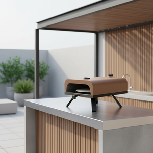 Horno de Pizza de Pellets de Sobremesa Moderno y Lujoso, con Patas Plegables Ajustables, Construcción de Acero Inoxidable, con Sistema de Seguridad Flame Tamer - Product Image 3