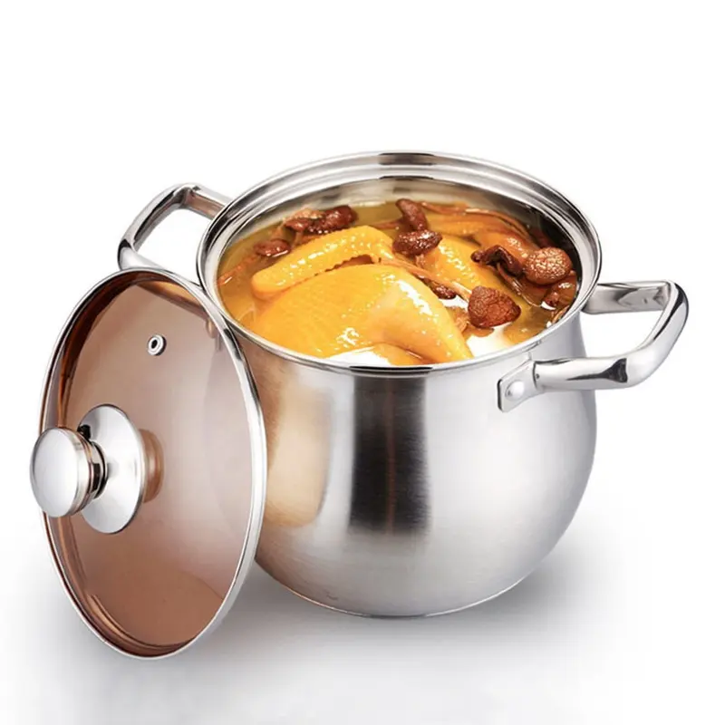 स्टेनलेस स्टील के बर्तन का सूप और डबल संभालती बर्तन Stockpot के लिए कांच के ढक्कन के साथ रेस्तरां बरतन खाना पकाने के Cookware