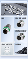Conector de panel frontal hembra M12 A-Code de 4 pines con bloqueo, recorte con llave de 16.2mm para sistemas de robótica y AGV