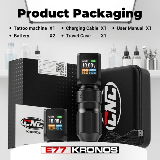 CNC Professional Electric Permanent Wireless Rechargeable Tattoo Machine Pen Colorful Display Dual Batteries Aircraft Aluminum