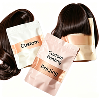 Pochette sur mesure de luxe en plastique dépoli transparent, format long, avec fermeture éclair, jetable, pour extensions de cheveux et perruques