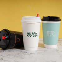 Gobelets à café biodégradables à double paroi en papier kraft avec couvercle pour vin et tequila, gobelets jetables personnalisables