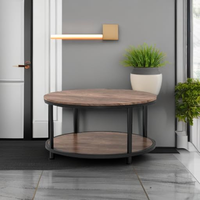 Table basse rustique en bois à 2 niveaux de 36 po, design moderne du milieu du siècle, hauteur réglable, pliable pour salon (noyer clair)
