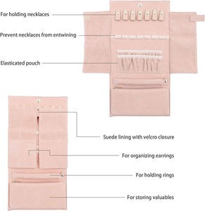 Personalizado portátil de lujo <span class=keywords><strong>plegable</strong></span> joya collar pendiente organizador rollo bolsa microfibra terciopelo <span class=keywords><strong>viaje</strong></span> joyería bolsa para mujeres niñas - Product Image 4