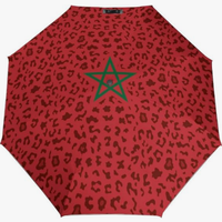 Parapluie pliant entièrement automatique, motif drapeau culturel marocain imprimé numériquement, résistant à la décoloration, style thématique national