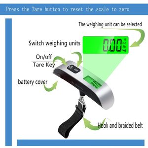 Báscula Digital LCD de 50 kg, Báscula Electrónica Portátil para Maletas con Bolsa de Viaje, Gancho para Pescar, Báscula para Equipaje y Cocina - Product Image 2