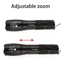 Lampe torche LED UV 365nm en alliage, zoomable, source de lumière violette ultraviolette pour inspection d'agents et chasse aux scorpions
