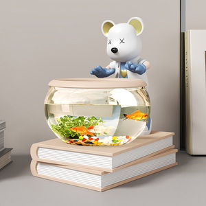 Mini aquarium de <span class=keywords><strong>bureau</strong></span> en résine sur le thème des animaux, décoration esthétique pour petits espaces - Entretien facile, design peint à la main - Product Image 5