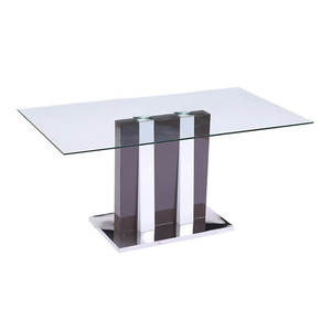 عينة مجانية الخشب الساق 10 مقاعد كراسي كروم قابلة للتوسيع 12 مللي متر المقسى المطبوعة تصميم أعلى طاولة عشاء زجاجية - Product Image 2