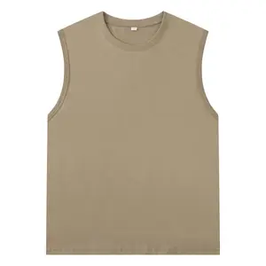 Groothandel Mannen 100% Katoen Zwart Wit Tank Top Mouwloze Fitness Sportkleding Custom Logo Mannen Singlet Tank Tops